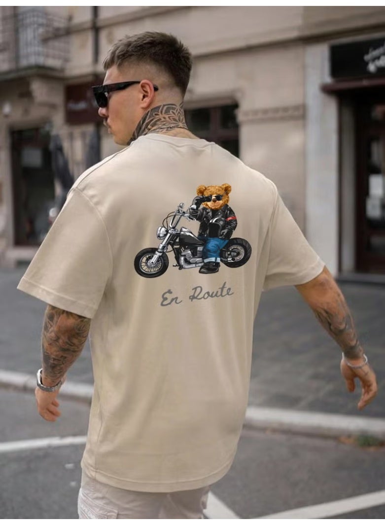 DogFish Printed Oversize Beige Men's T-Shirt - Image 4